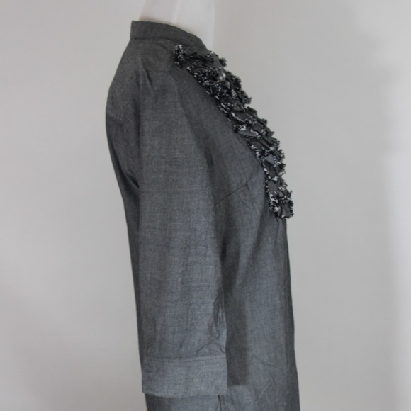 TRULLI Gray 3/4 Sleeve Button Front Shirt Dress - Picture 7 of 8